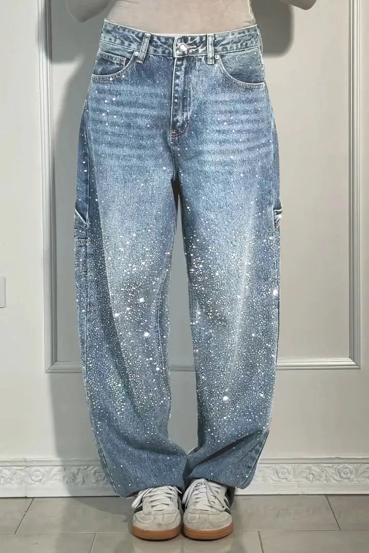 Women's Casual Jeans Trousers with Glitter - 50% Off