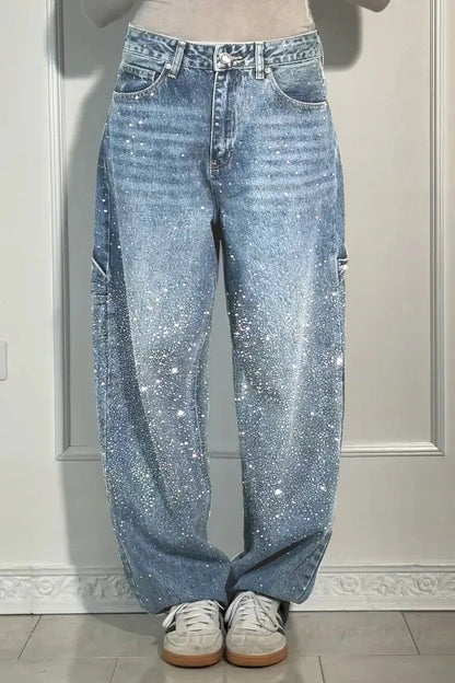 Women's Casual Jeans Trousers with Glitter - 50% Off