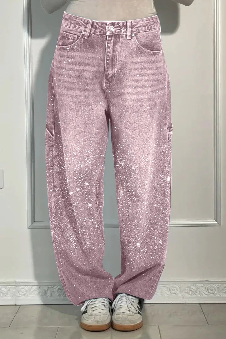Women's Casual Jeans Trousers with Glitter - 50% Off
