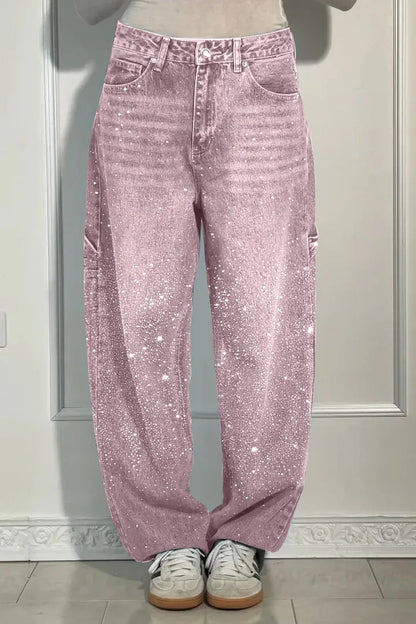 Women's Casual Jeans Trousers with Glitter - 50% Off