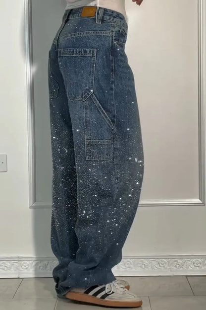 Women's Casual Jeans Trousers with Glitter - 50% Off