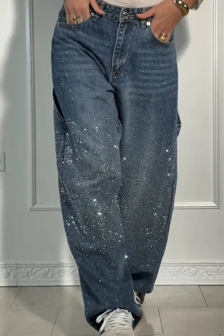 Women's Casual Jeans Trousers with Glitter - 50% Off