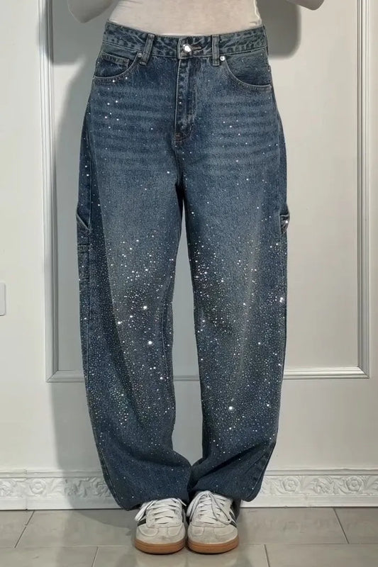 Women's Casual Jeans Trousers with Glitter - 50% Off